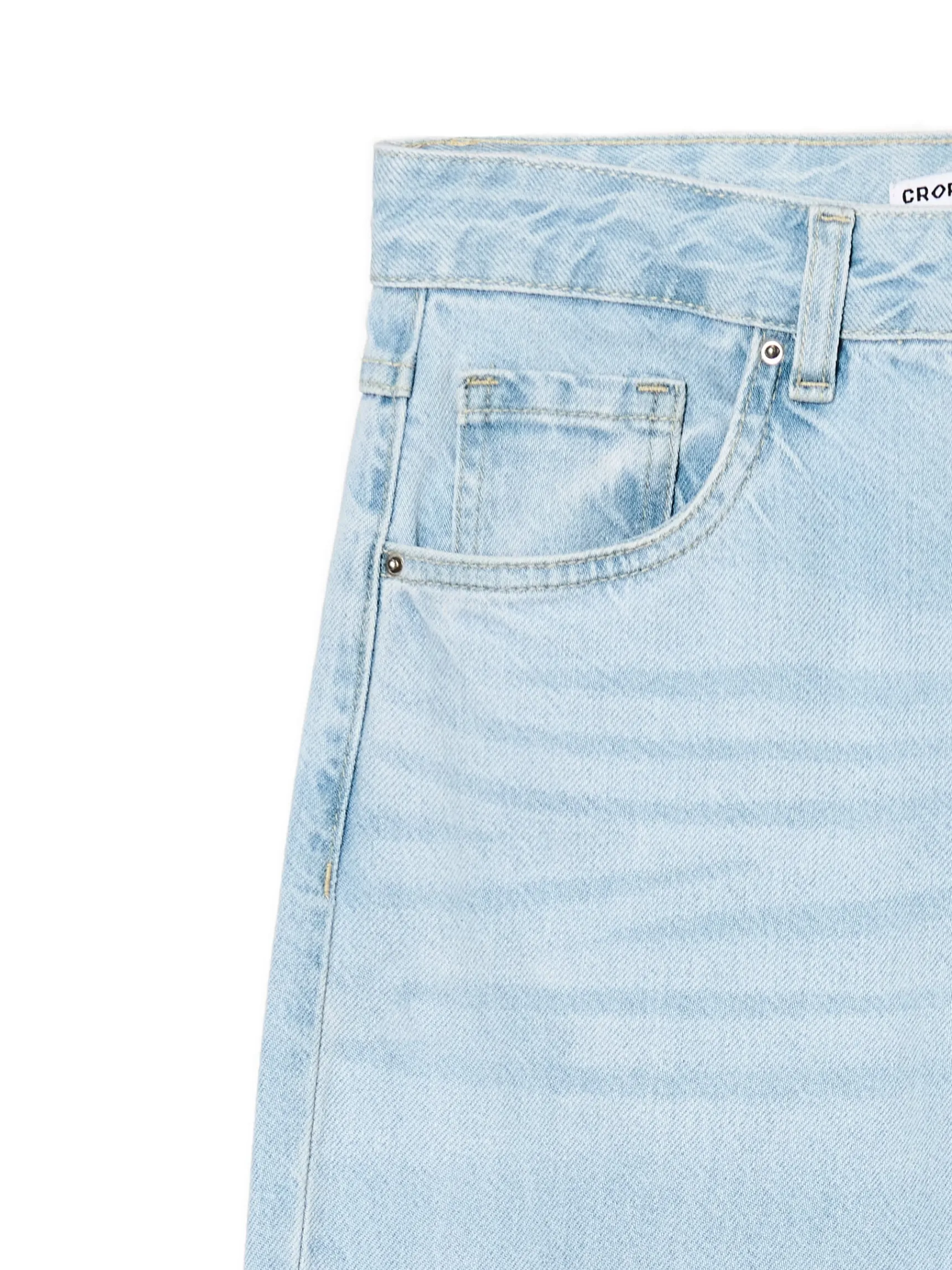 Best Cropp Jasne jeansy wide leg niebieski
