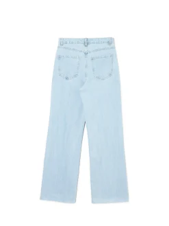 Best Cropp Jasne jeansy wide leg niebieski