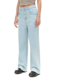 Discount Cropp Jasne jeansy wide leg PETITE niebieski
