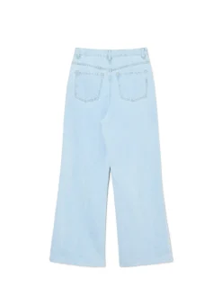 Discount Cropp Jasne jeansy wide leg PETITE niebieski