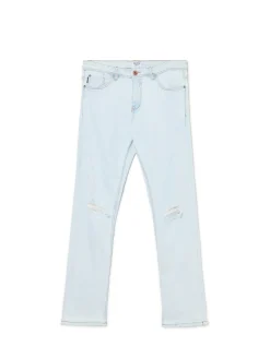 New Cropp Jasne jeansy z przetarciami na kolanach niebieski
