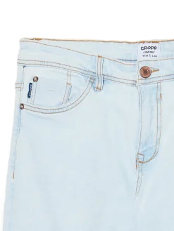 New Cropp Jasne jeansy z przetarciami na kolanach niebieski