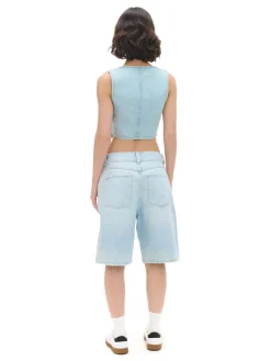 Online Cropp Jasne szorty denim bermudy niebieski