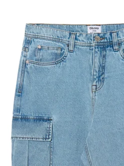 Discount Cropp Jasnoe jeansy loose cargo niebieski