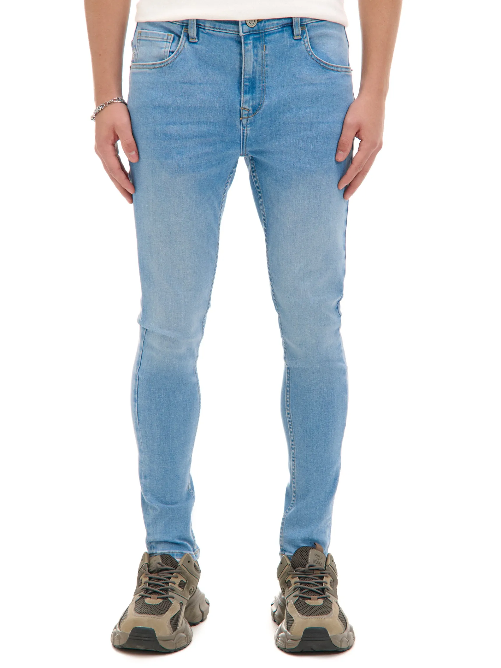 Outlet Cropp Jasnoe jeansy skinny niebieski