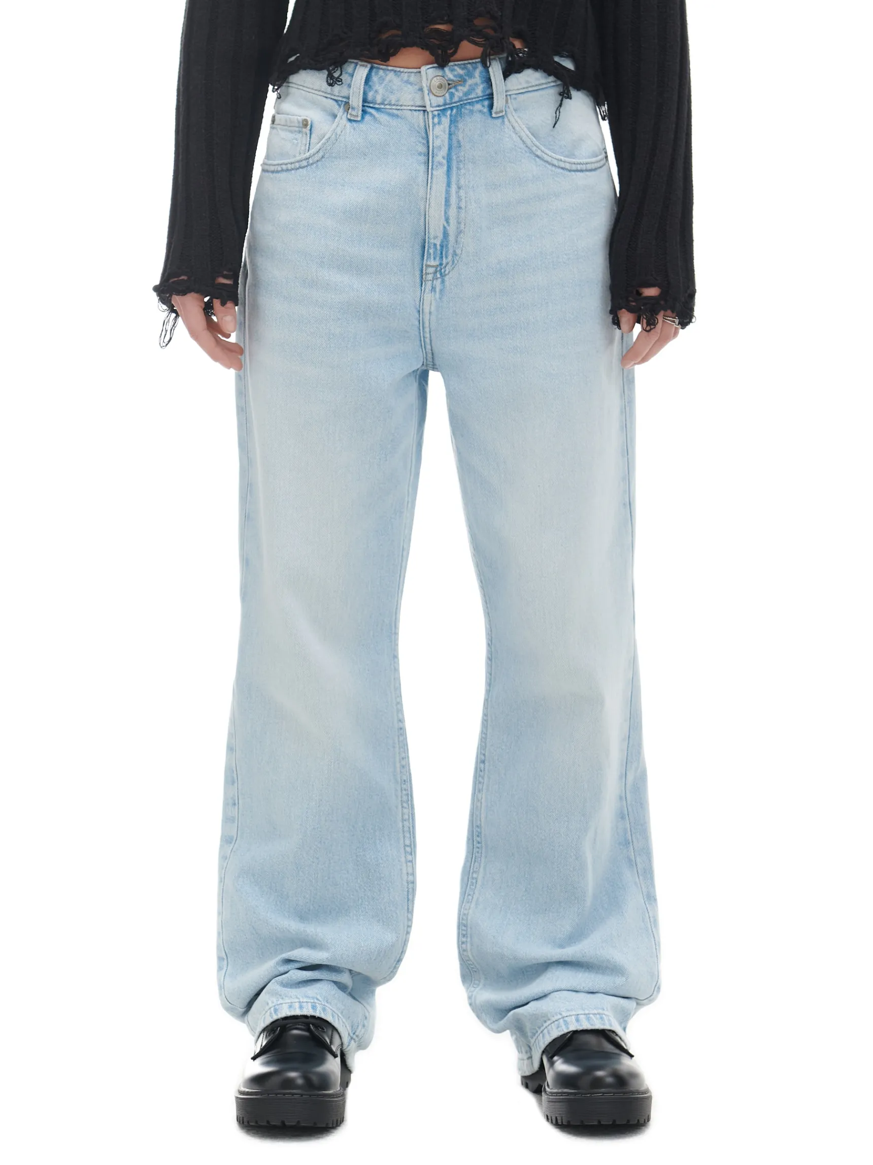 Clearance Cropp Jasnoe jeansy wide leg niebieski