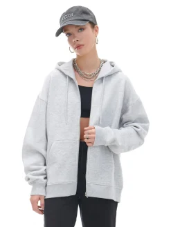 Clearance Cropp Jasnoszara rozpinana bluza oversize jasnyszary