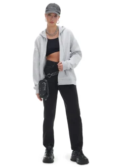 Clearance Cropp Jasnoszara rozpinana bluza oversize jasnyszary