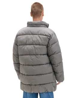 Best Cropp Jasnoszary pikowany płaszcz z kapturem jasnyszary