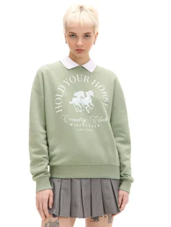 Fashion Cropp Jasnozielona bluza z kołnierzykiem zielony