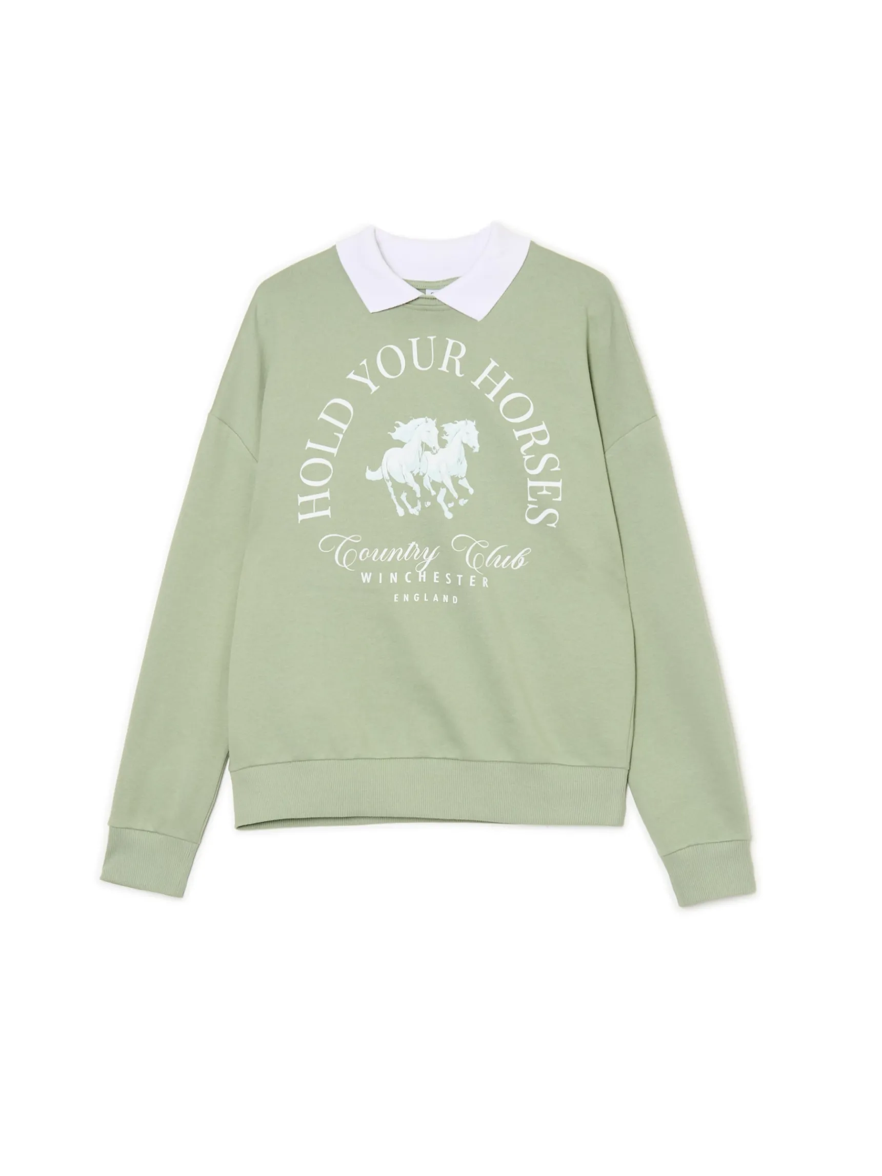 Fashion Cropp Jasnozielona bluza z kołnierzykiem zielony