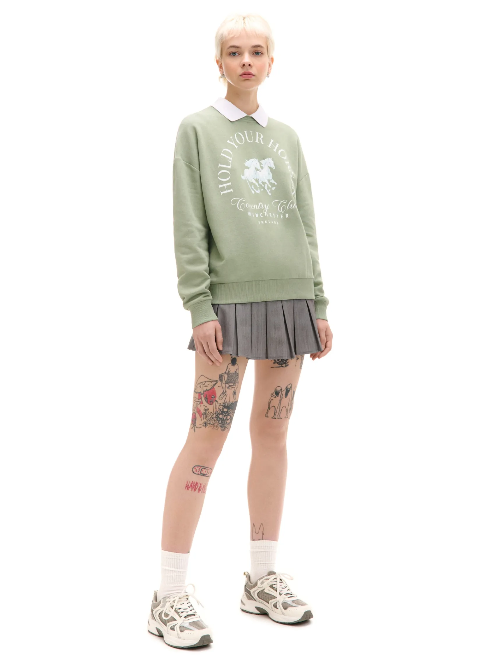 Fashion Cropp Jasnozielona bluza z kołnierzykiem zielony
