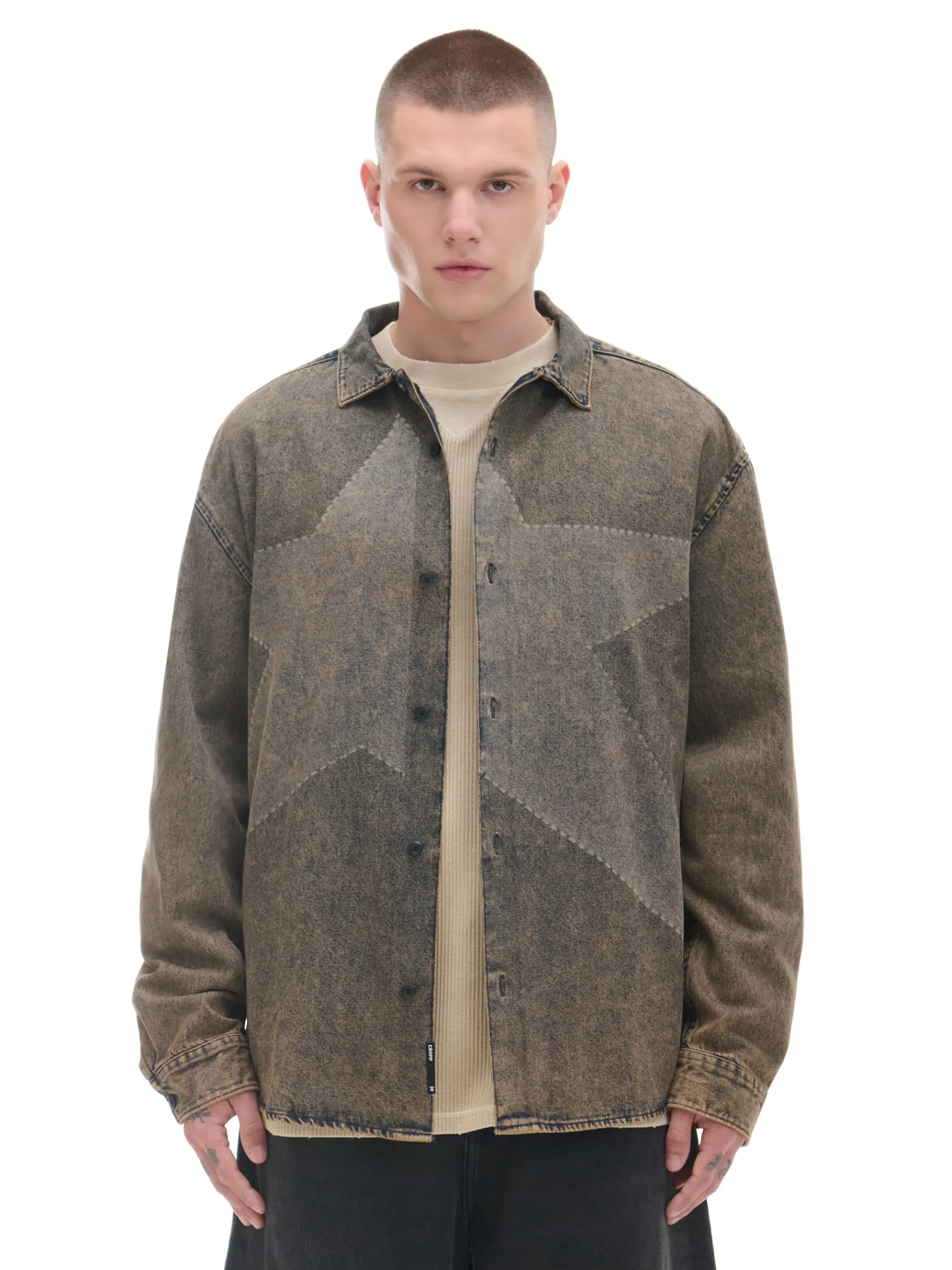 Online Cropp Jeansowa koszula vintage szary