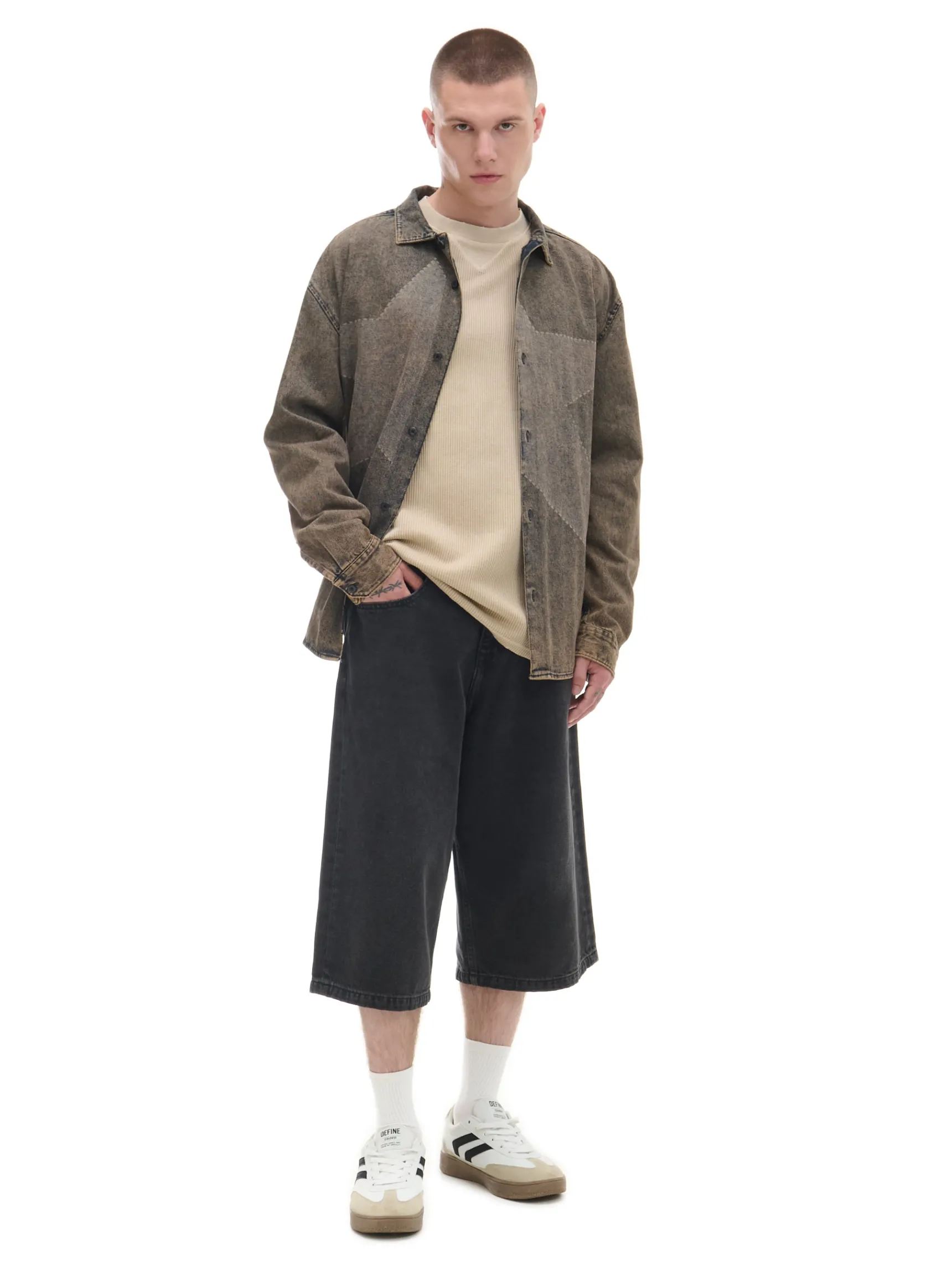 Online Cropp Jeansowa koszula vintage szary