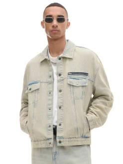 Sale Cropp Jeansowa kurtka katanka oversize jasnyszary