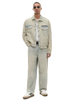 Sale Cropp Jeansowa kurtka katanka oversize jasnyszary