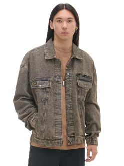 Online Cropp Jeansowa kurtka katanka oversize brązowy