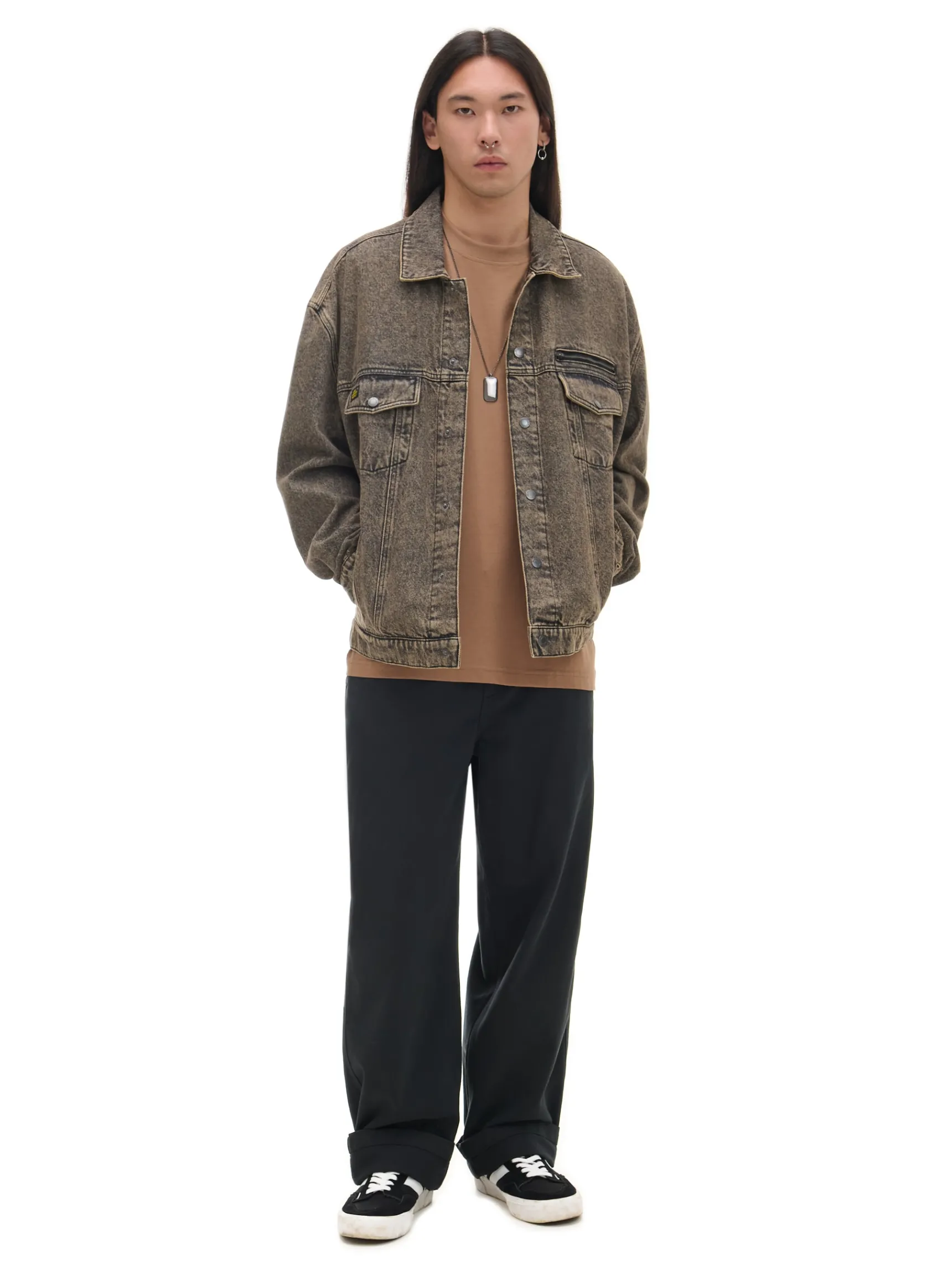 Online Cropp Jeansowa kurtka katanka oversize brązowy