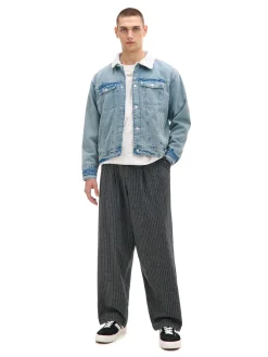 Best Cropp Jeansowa kurtka sherpa niebieski