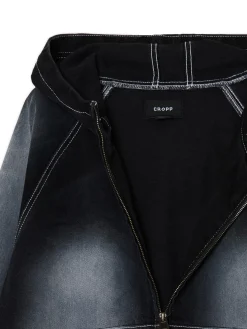 Discount Cropp Jeansowa kurtka z efektem przetarcia czarny