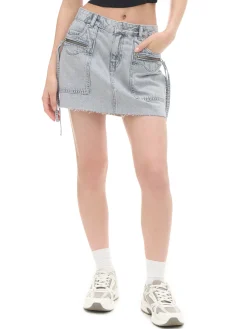 Clearance Cropp Jeansowa spódnica mini jasnyszary