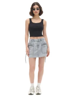 Clearance Cropp Jeansowa spódnica mini jasnyszary