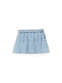 Best Cropp Jeansowa spódniczka z zakładkami błękitny