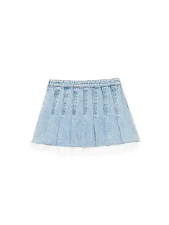 Best Cropp Jeansowa spódniczka z zakładkami błękitny