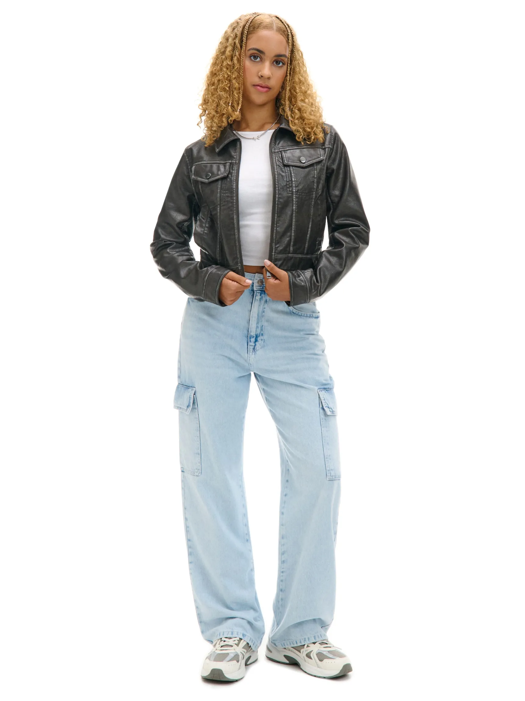 New Cropp Jeansy baggy PETITE niebieski