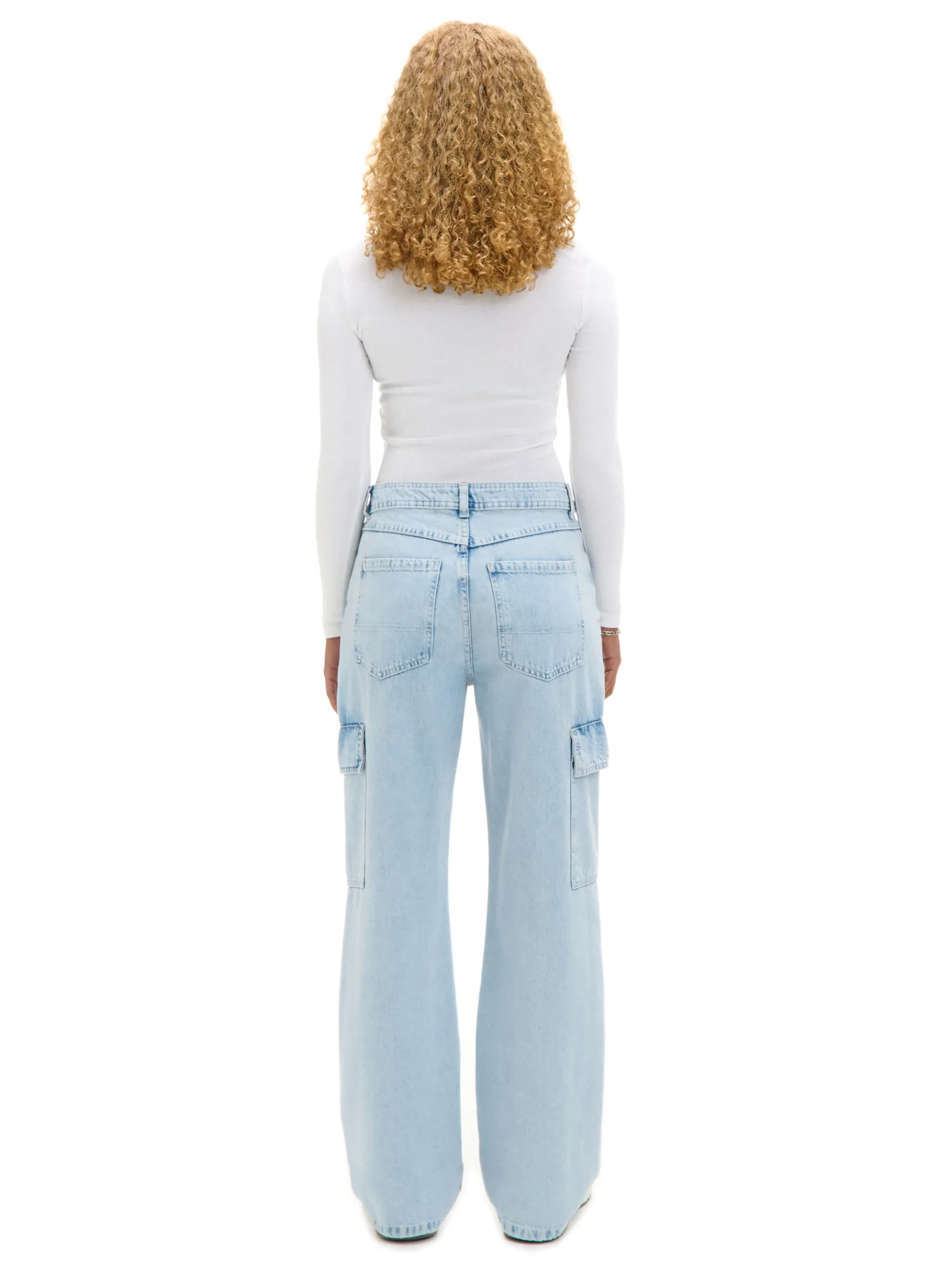 New Cropp Jeansy baggy PETITE niebieski