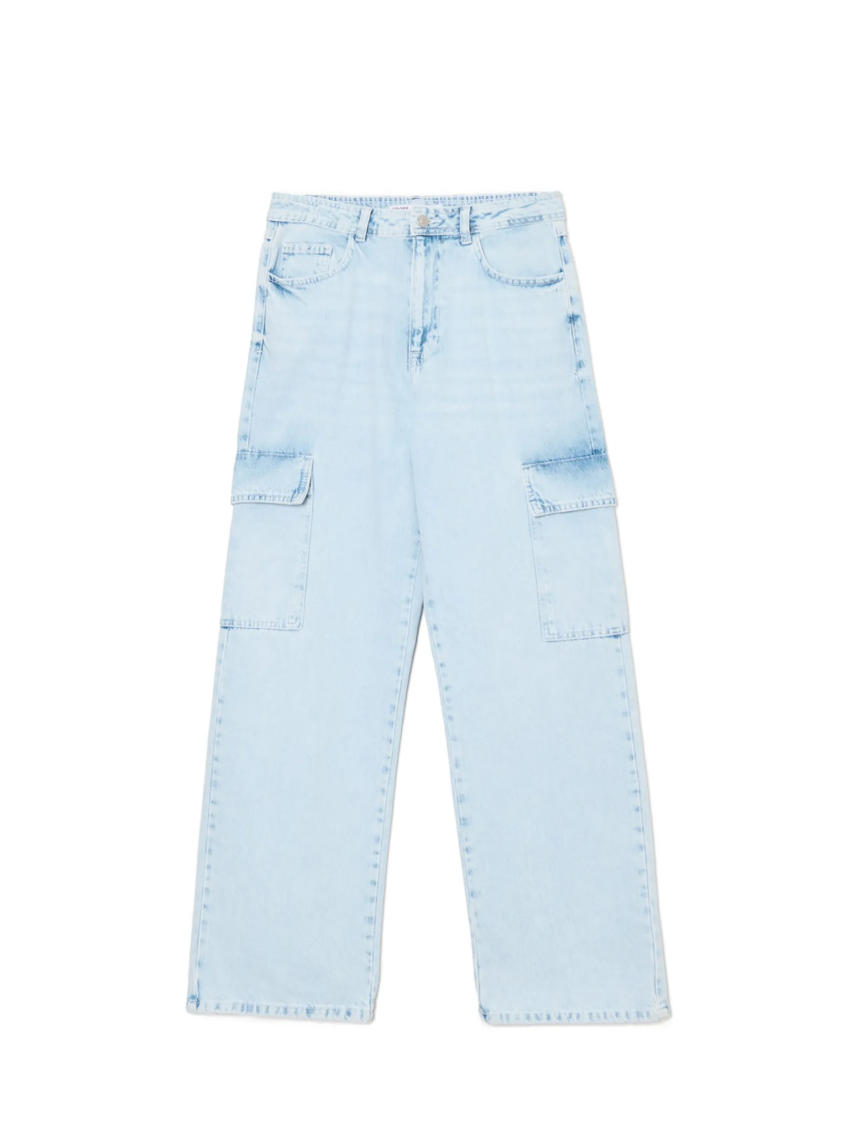New Cropp Jeansy baggy PETITE niebieski