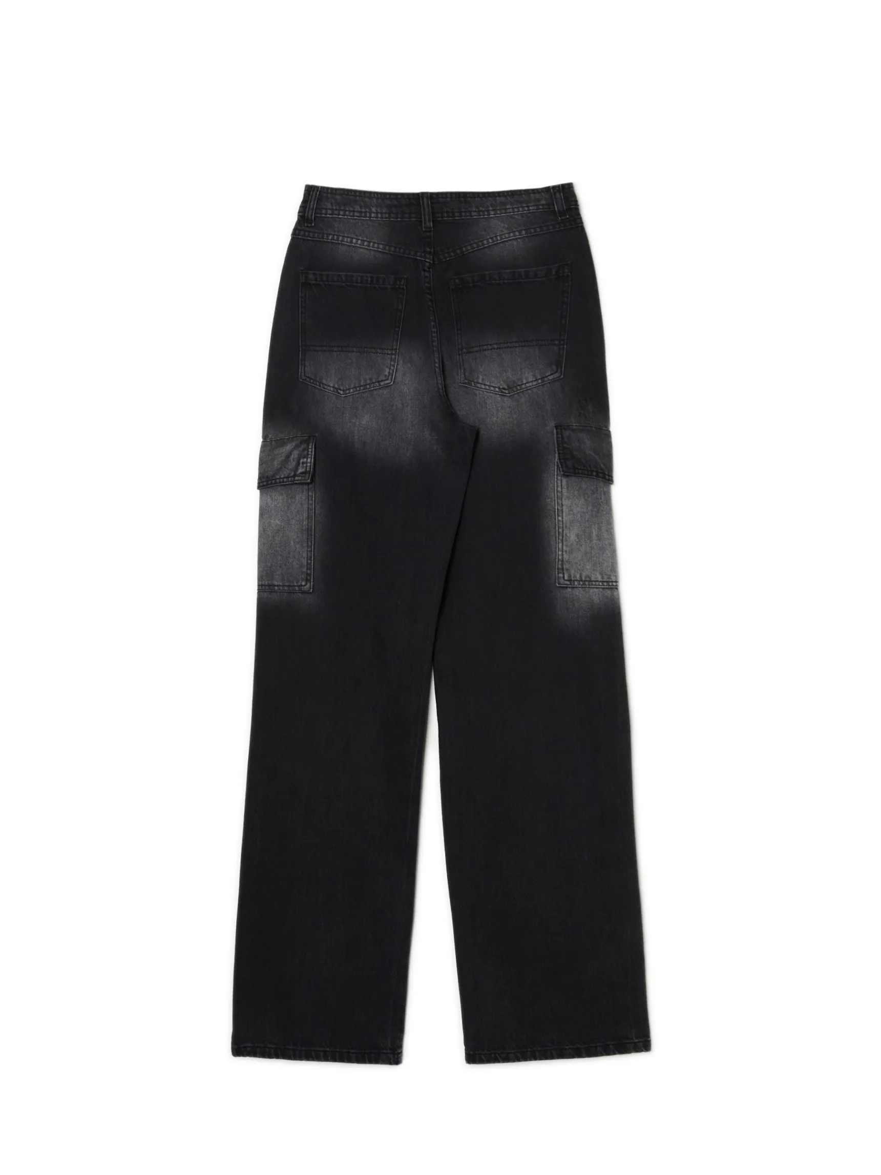 Discount Cropp Jeansy baggy TALL z efektem sprania czarny