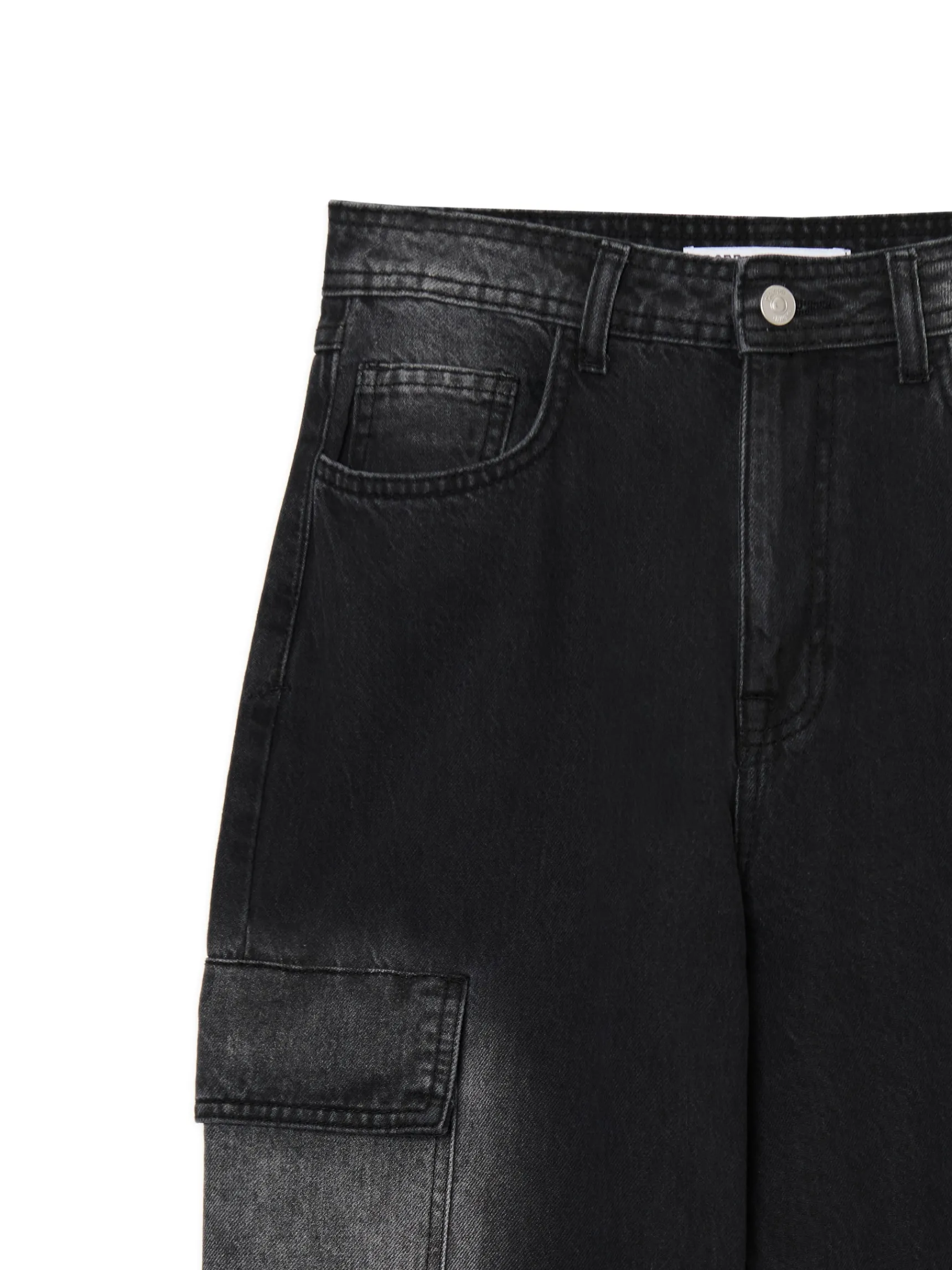 Discount Cropp Jeansy baggy TALL z efektem sprania czarny