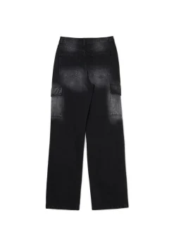 Discount Cropp Jeansy baggy TALL z efektem sprania czarny