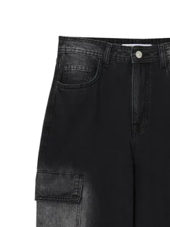 Discount Cropp Jeansy baggy TALL z efektem sprania czarny