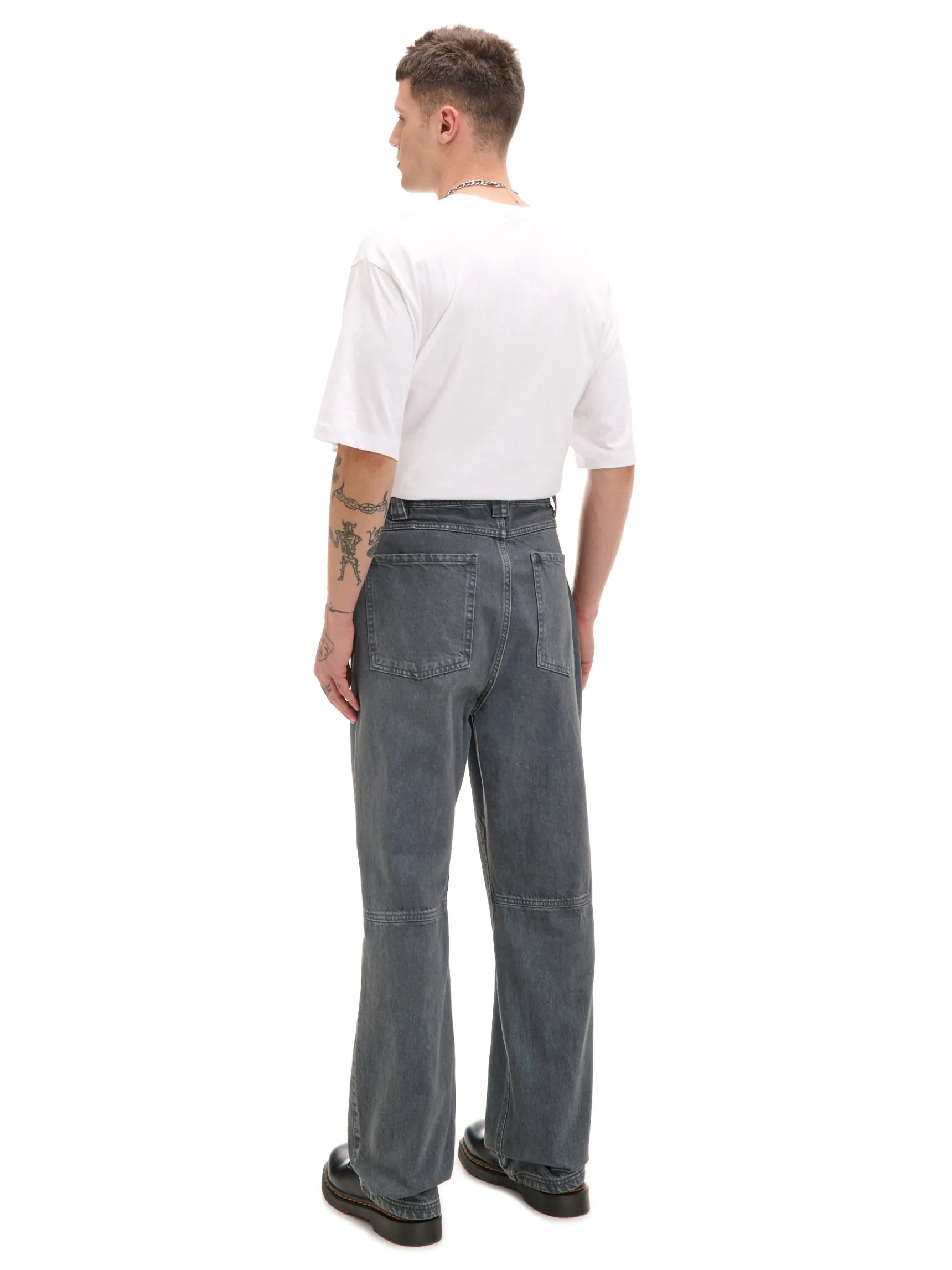 Sale Cropp Jeansy baggy z dekoracyjnymi przeszyciami surowygranatowy