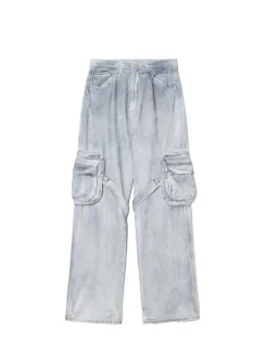 Sale Cropp Jeansy baggy z efektem sprania jasnyszary