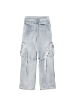 Sale Cropp Jeansy baggy z efektem sprania jasnyszary