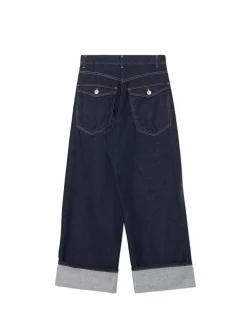Fashion Cropp Jeansy baggy z podwiniętymi nogawkami granatowy