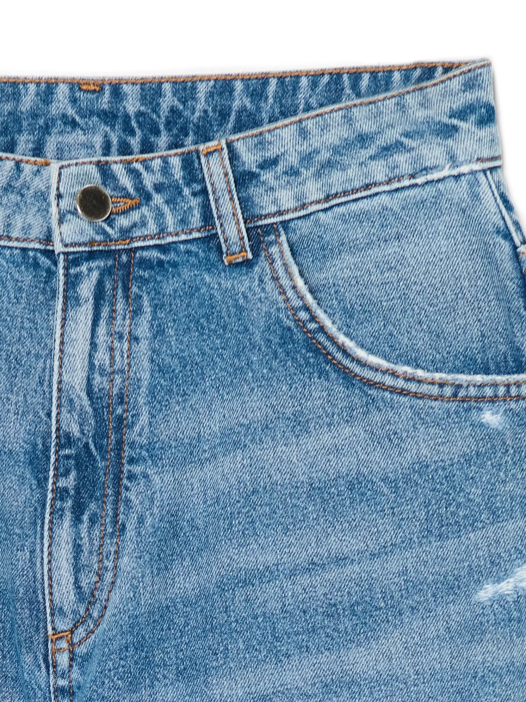 Hot Cropp Jeansy balloon z przetarciami niebieski