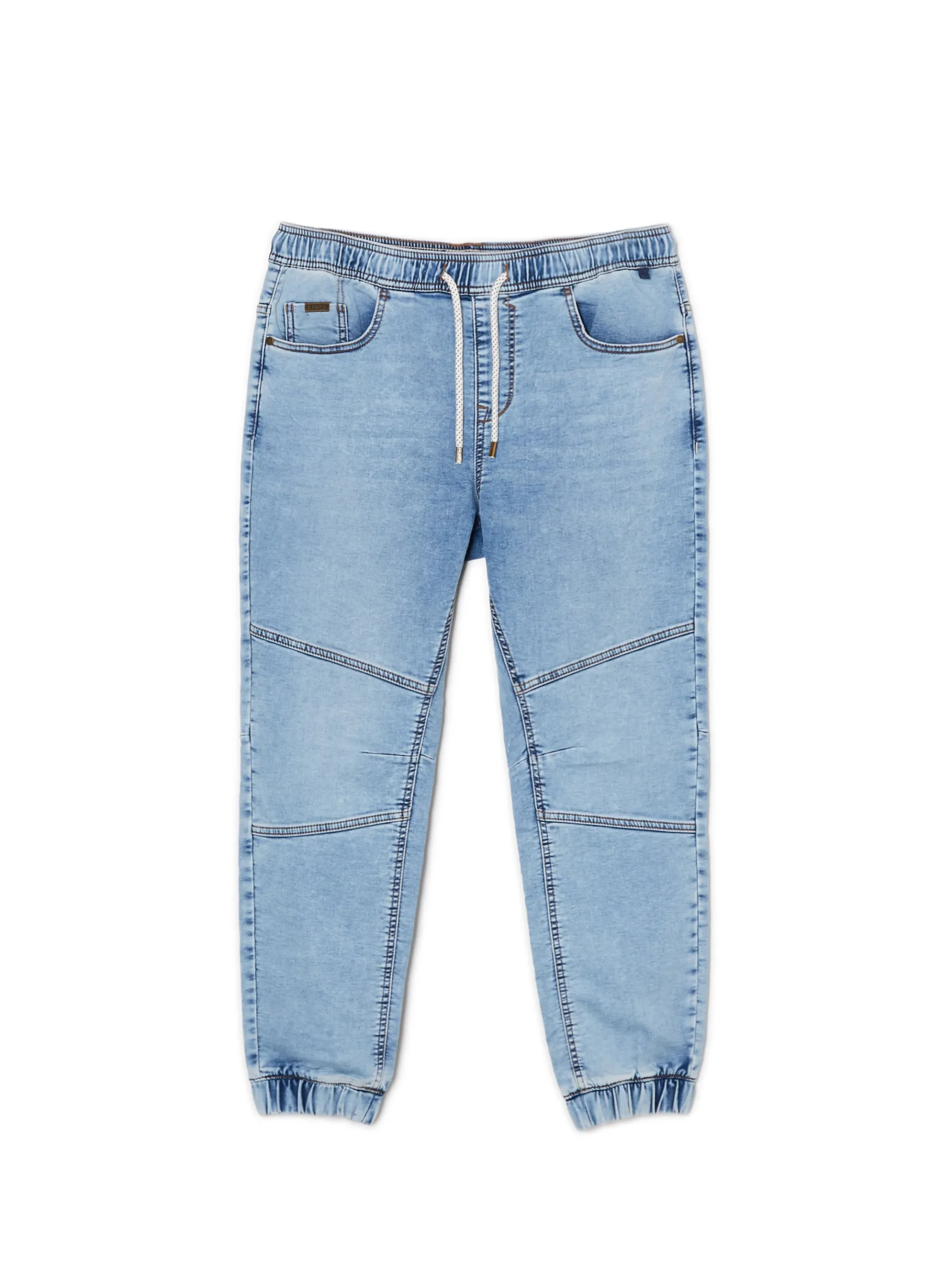 Clearance Cropp Jeansy jogger z ozdobnymi przeszyciami niebieski