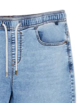 Clearance Cropp Jeansy jogger z ozdobnymi przeszyciami niebieski