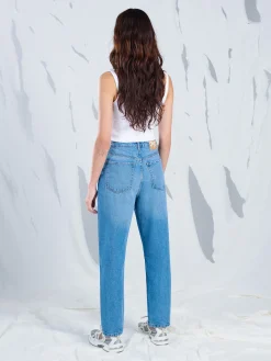 Online Cropp Jeansy mom z wysokim stanem niebieski