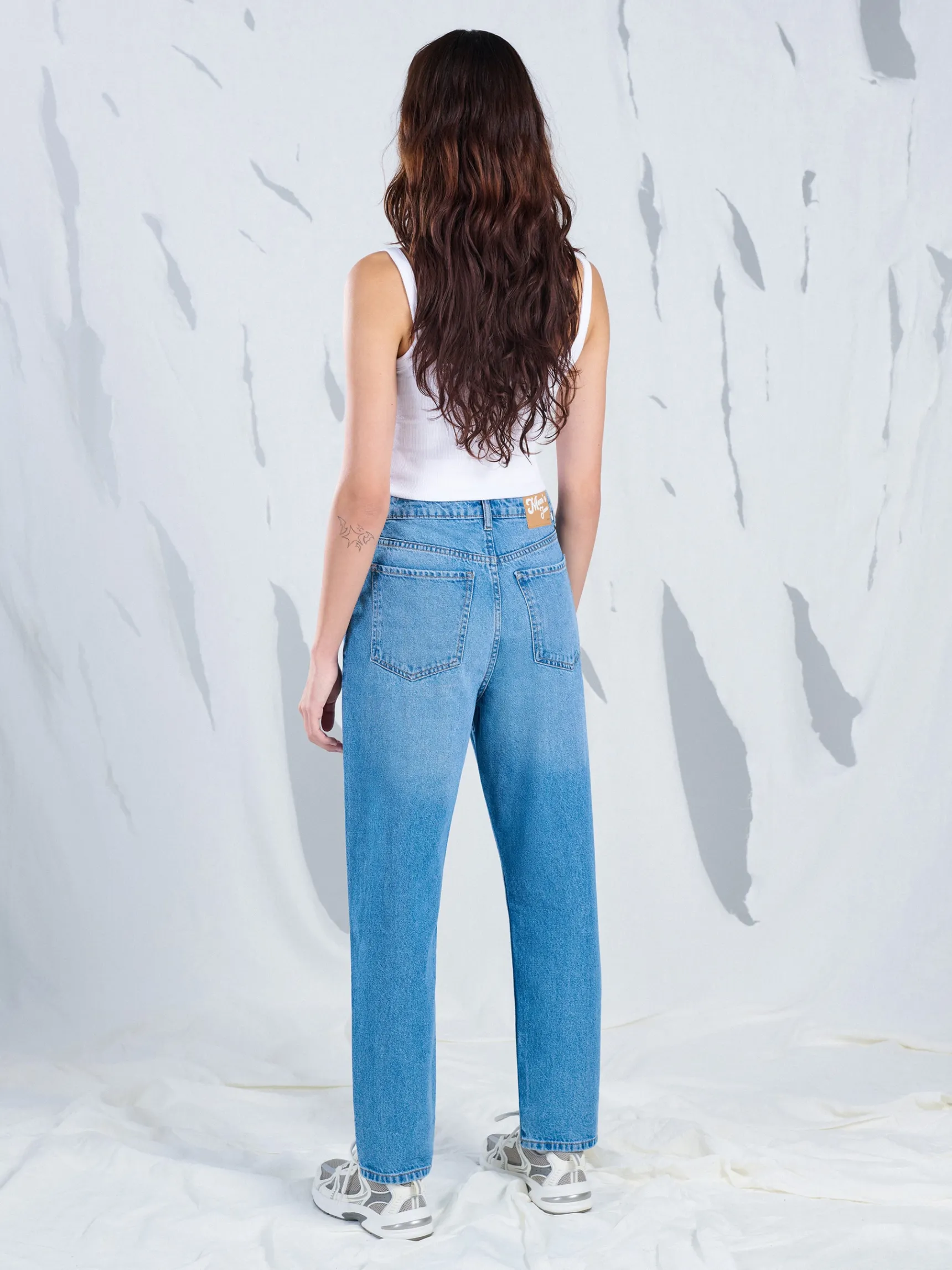 Online Cropp Jeansy mom z wysokim stanem niebieski