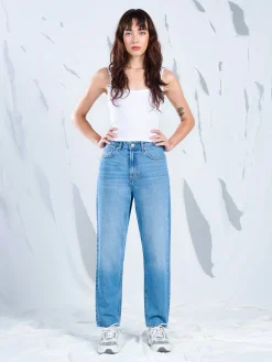Online Cropp Jeansy mom z wysokim stanem niebieski