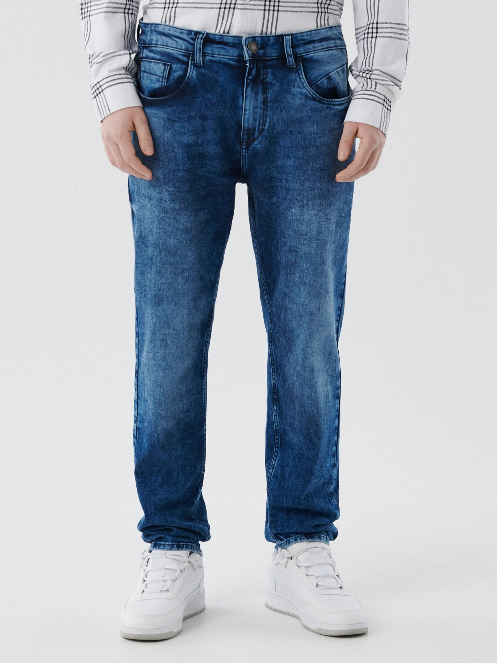 Sale Cropp Jeansy męskie klasyczne niebieski