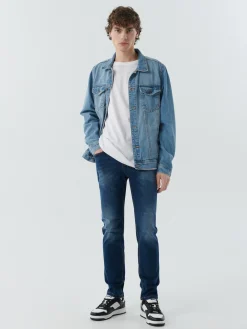 Best Cropp Jeansy męskie slim fit granatowy