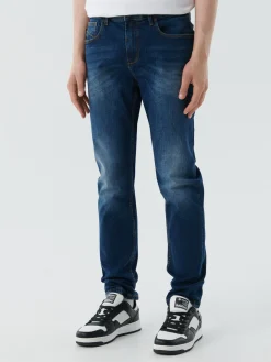Best Cropp Jeansy męskie slim fit granatowy