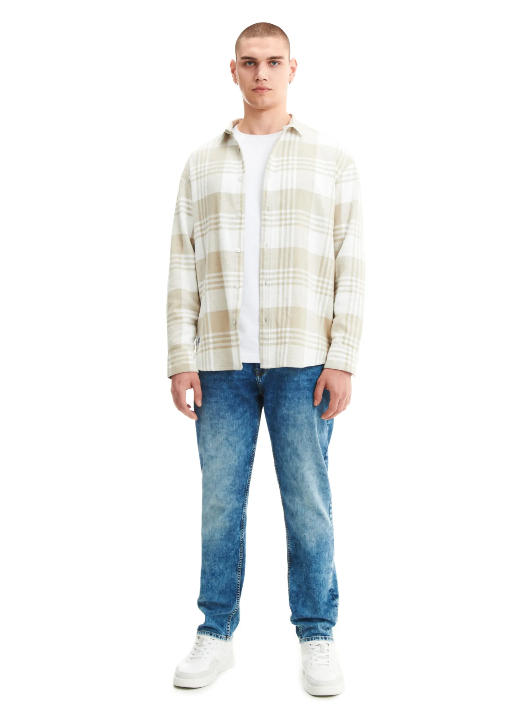 New Cropp Jeansy regular z efektem sprania niebieski