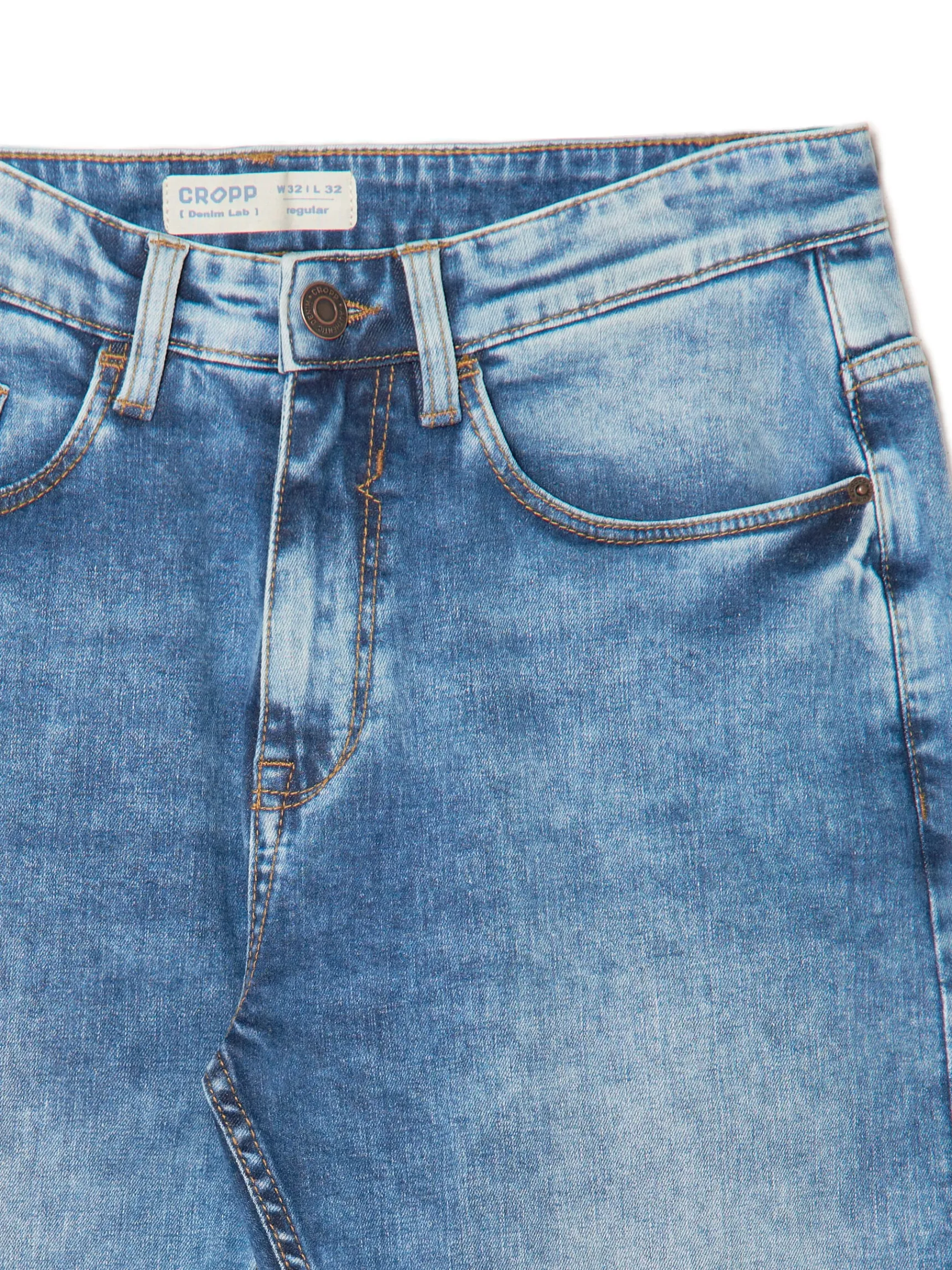 New Cropp Jeansy regular z efektem sprania niebieski